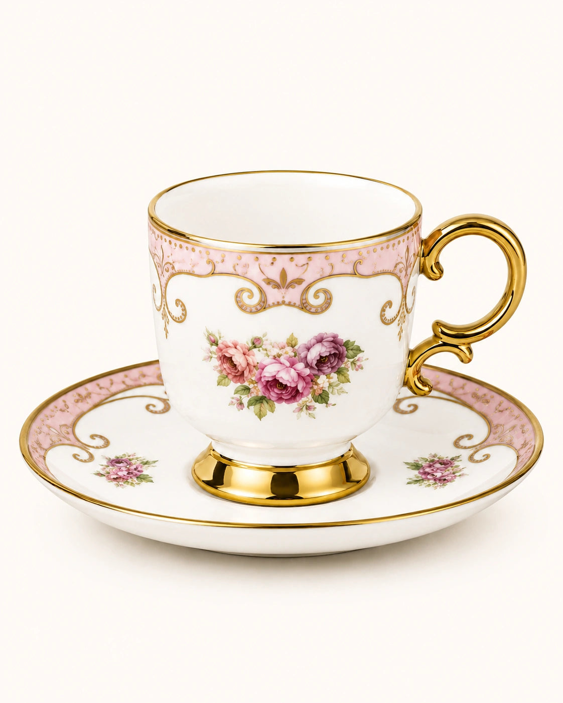 KOSOVA Bianca 6-Person Footed Coffee Cup & Saucer Set (90 ml)