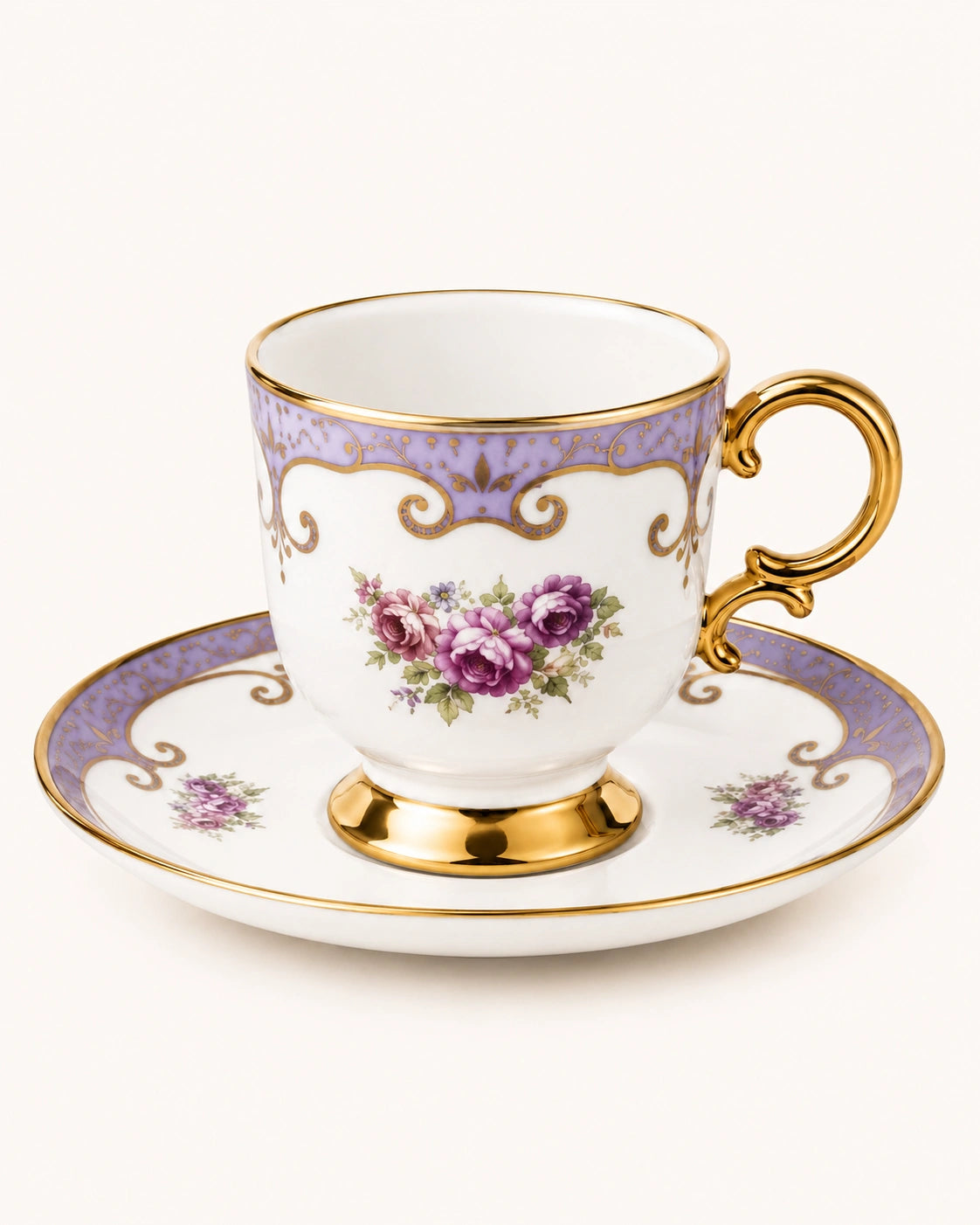 KOSOVA Bianca 6-Person Footed Coffee Cup & Saucer Set (90 ml)