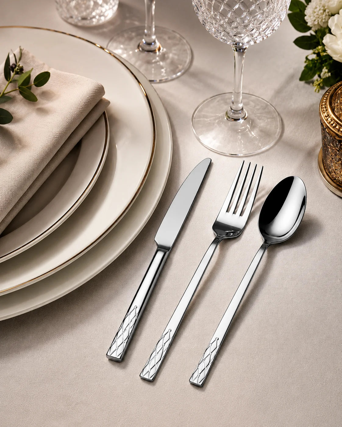 OZLIFE Enza 72-Piece Cutlery Set – Stainless Steel Flatware Set for 12