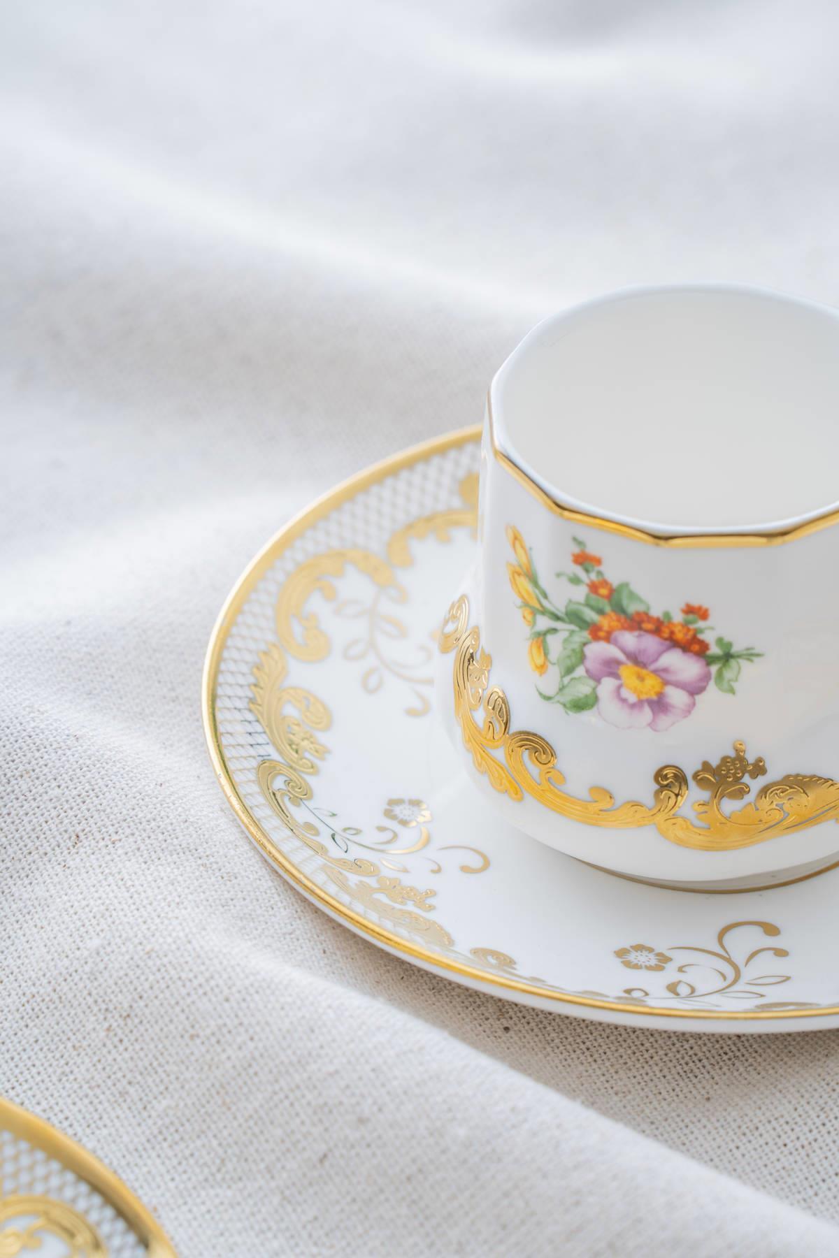 ACAR Corvina 6-Person Porcelain Coffee Cup and Saucer Set (90 ml)