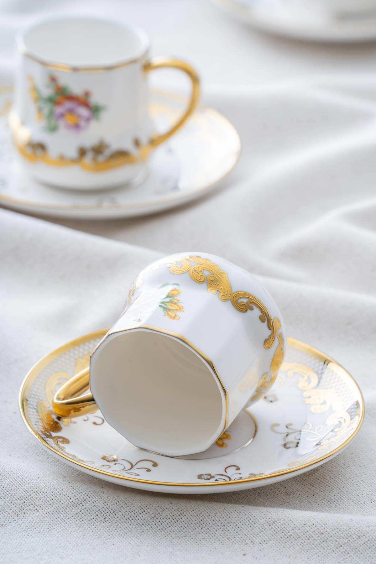 ACAR Corvina 6-Person Porcelain Coffee Cup and Saucer Set (90 ml)