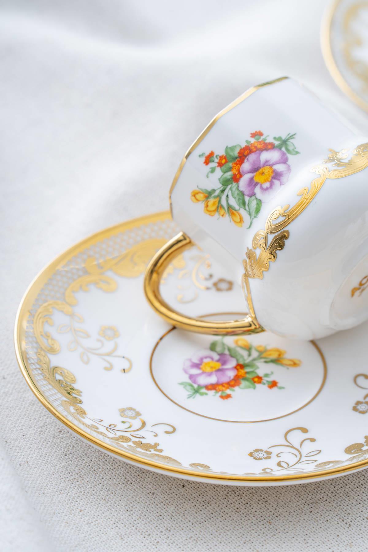 ACAR Corvina 6-Person Porcelain Coffee Cup and Saucer Set (90 ml)
