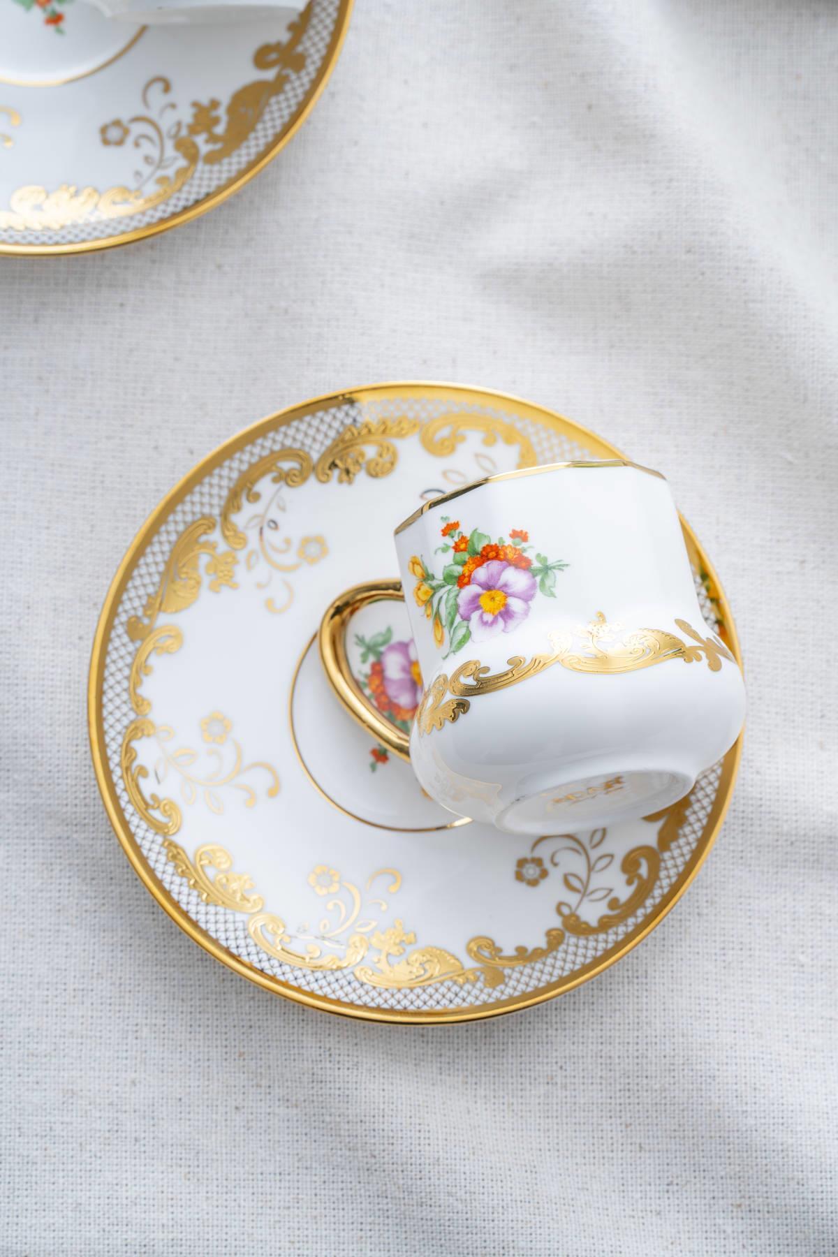 ACAR Corvina 6-Person Porcelain Coffee Cup and Saucer Set (90 ml)