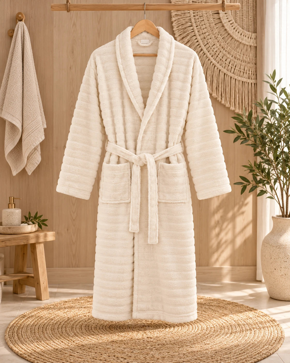 Cottowels 6-Piece 100% Cotton Family Bathrobe Set – Gray & Cream