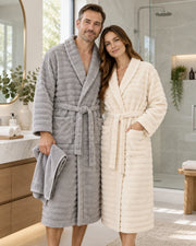 Cottowels 6-Piece 100% Cotton Family Bathrobe Set – Gray & Cream