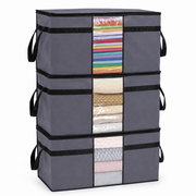 Helens 3-Piece Clear-Window Pillow Storage Set - Anthracite