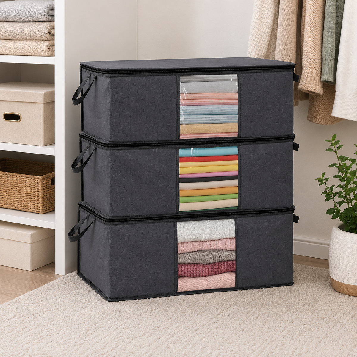 Helens 3-Piece Clear-Window Under-Bed Storage Set