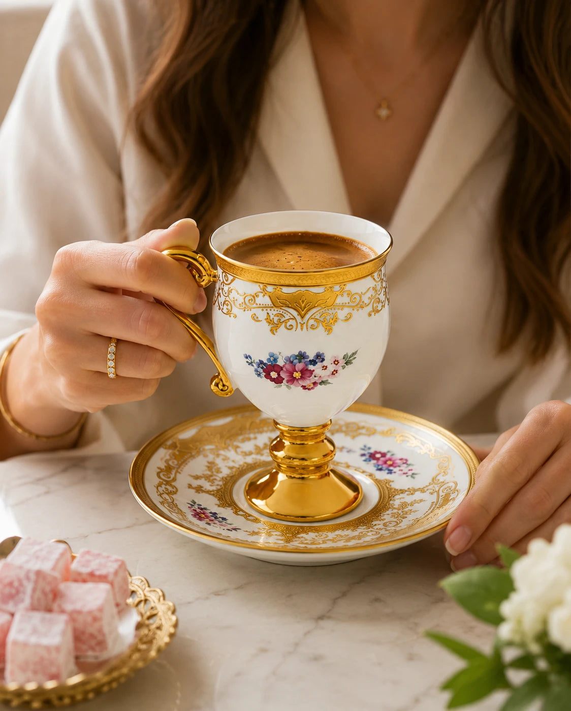 ACAR Julius 6-Person Porcelain Coffee Cup and Saucer Set (90 ml)