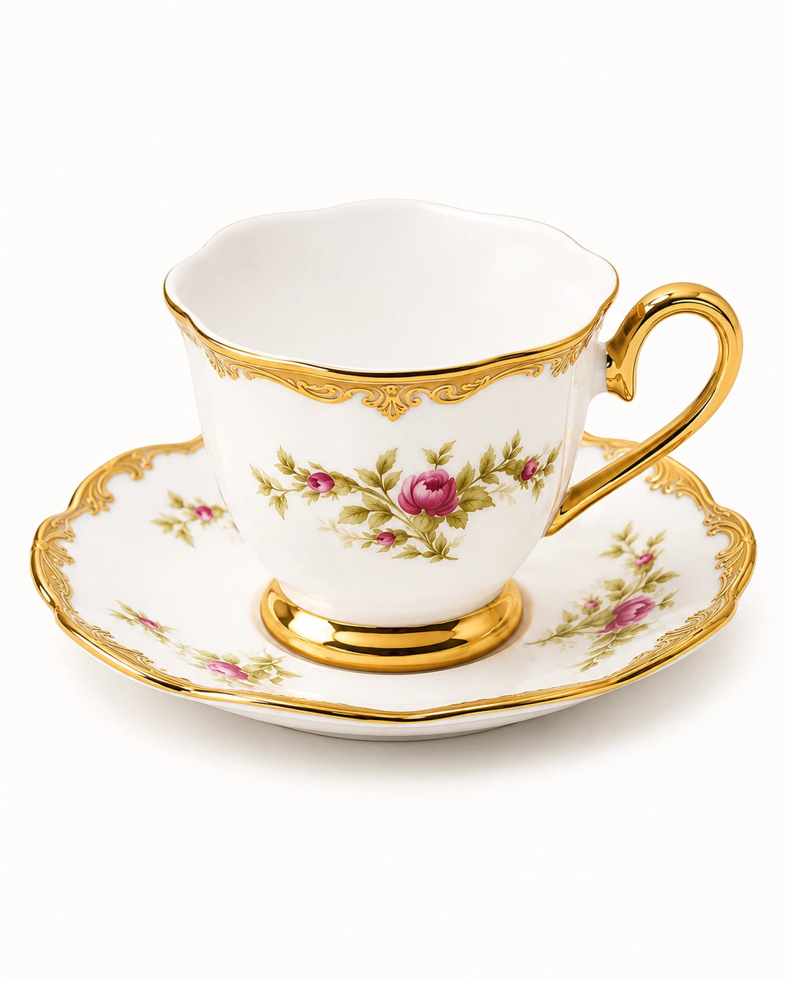 ACAR Edoril 6-Person Porcelain Coffee Cup and Saucer Set (90 ml)