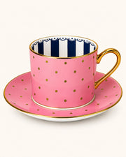 KOSOVA Elite 6-Person Colorful Polka Dot Coffee Cup & Saucer Set (90 ml)