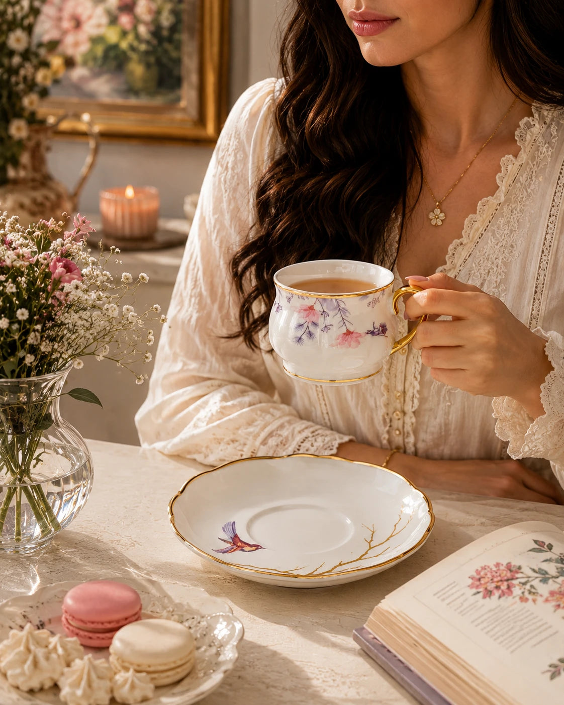 ACAR Flavio 6-Person Porcelain Coffee Cup and Saucer Set (90 ml)
