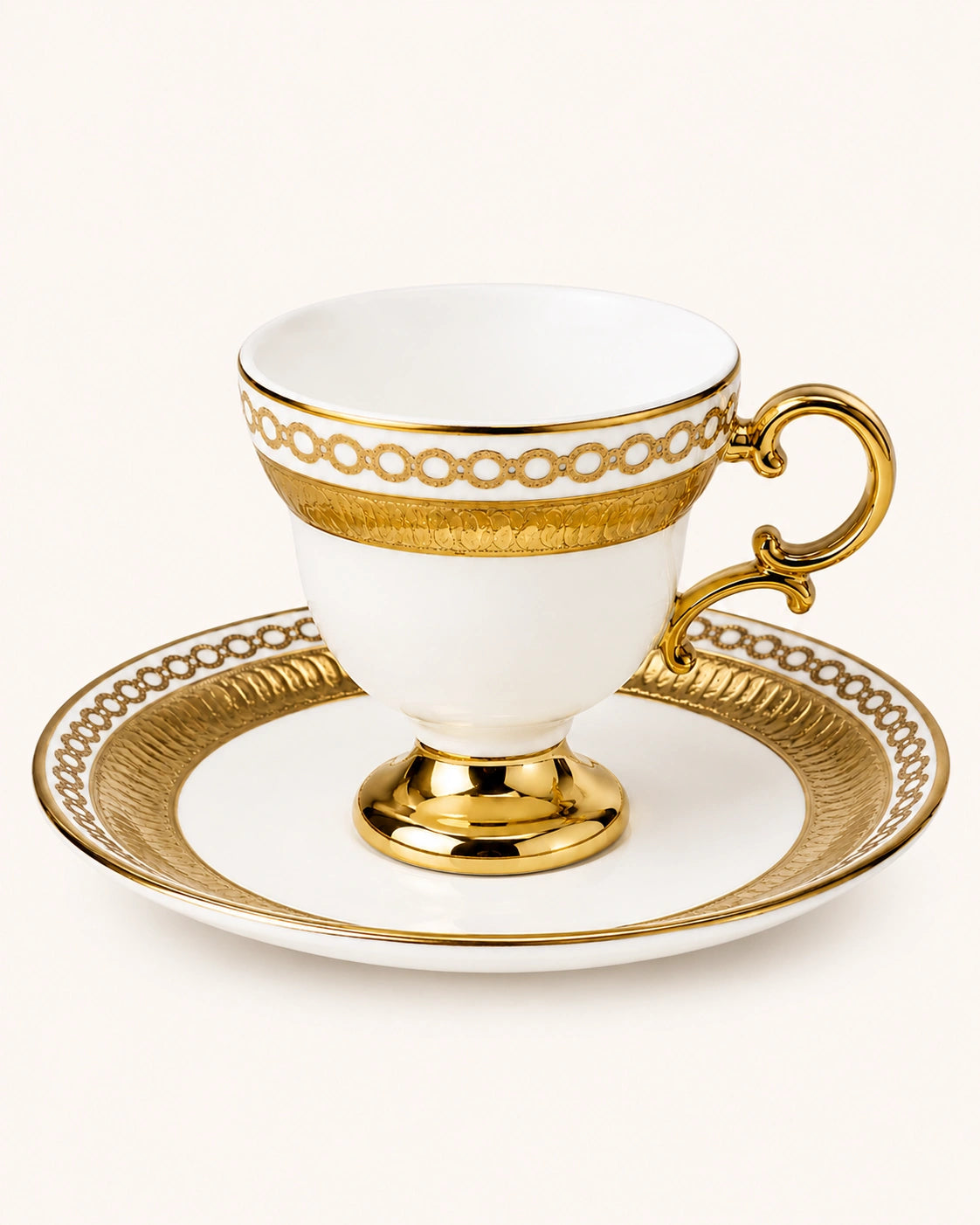 KOSOVA Gemma 6-Person Footed Coffee Cup & Saucer Set (90 ml)
