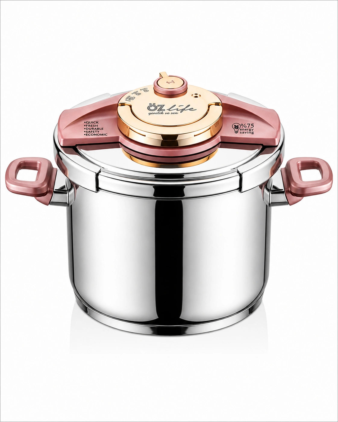 Ozlife GALA 8L Clipso Pressure Cooker – Rose Handle