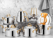 Ozlife CEYLIN 18-Piece Bridal Cookware Set – Plain Gold with Handle