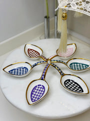 KOSOVA Set of 6 Colored Porcelain Turkish Delight Bowls with Footed Base RSY-233