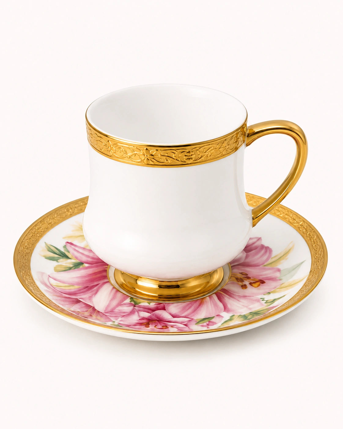 ACAR Kalmia 6-Person Porcelain Coffee Cup and Saucer Set (90 ml)