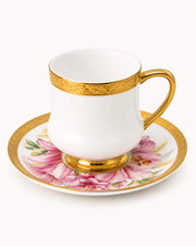 ACAR Kalmia 6-Person Porcelain Coffee Cup and Saucer Set (90 ml)