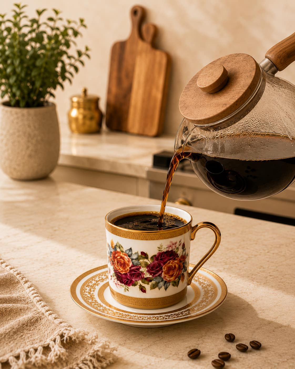 KOSOVA Juno 6-Person Porcelain Coffee Cup & Saucer Set (90 ml)