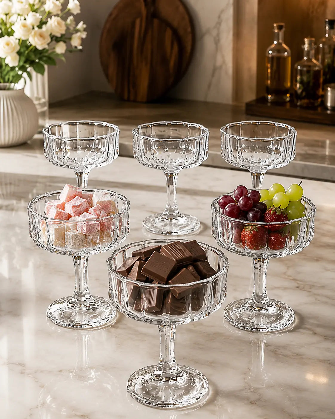 Kosova Crystal 6-Piece Footed Serving Cup Set