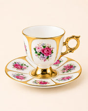KOSOVA Stella 6-Person Porcelain Coffee Cup & Saucer Set (90 ml)