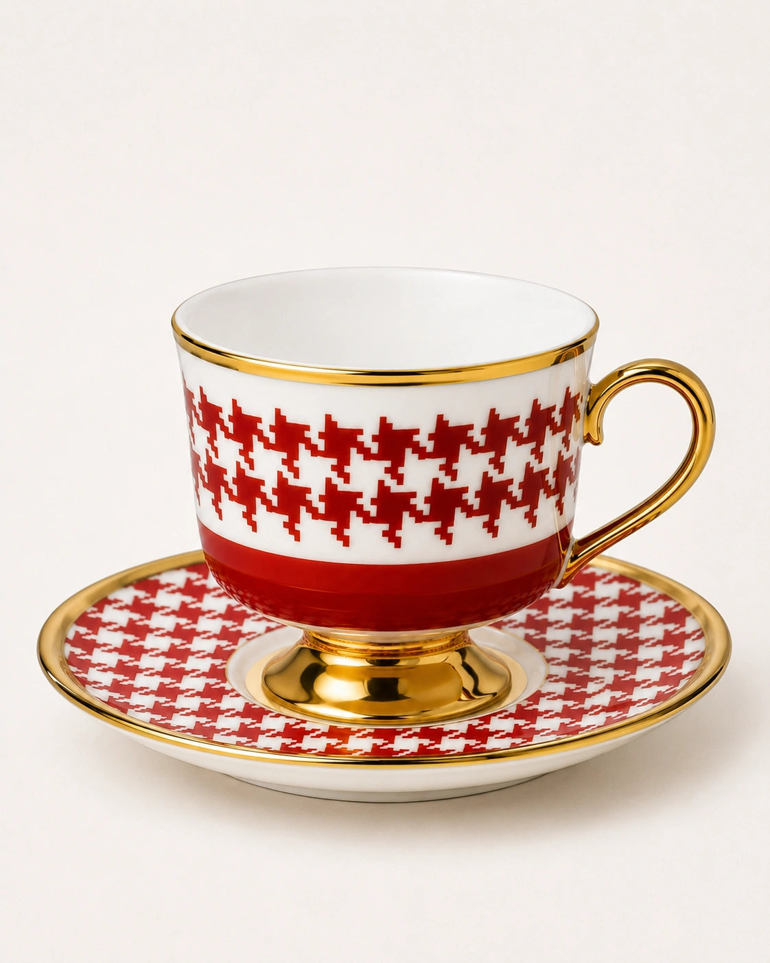 Kosova Juliet 6‑Person Porcelain Footed Coffee Cup & Saucer Set (90 ml)