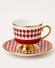 Kosova Juliet 6‑Person Porcelain Footed Coffee Cup & Saucer Set (90 ml)