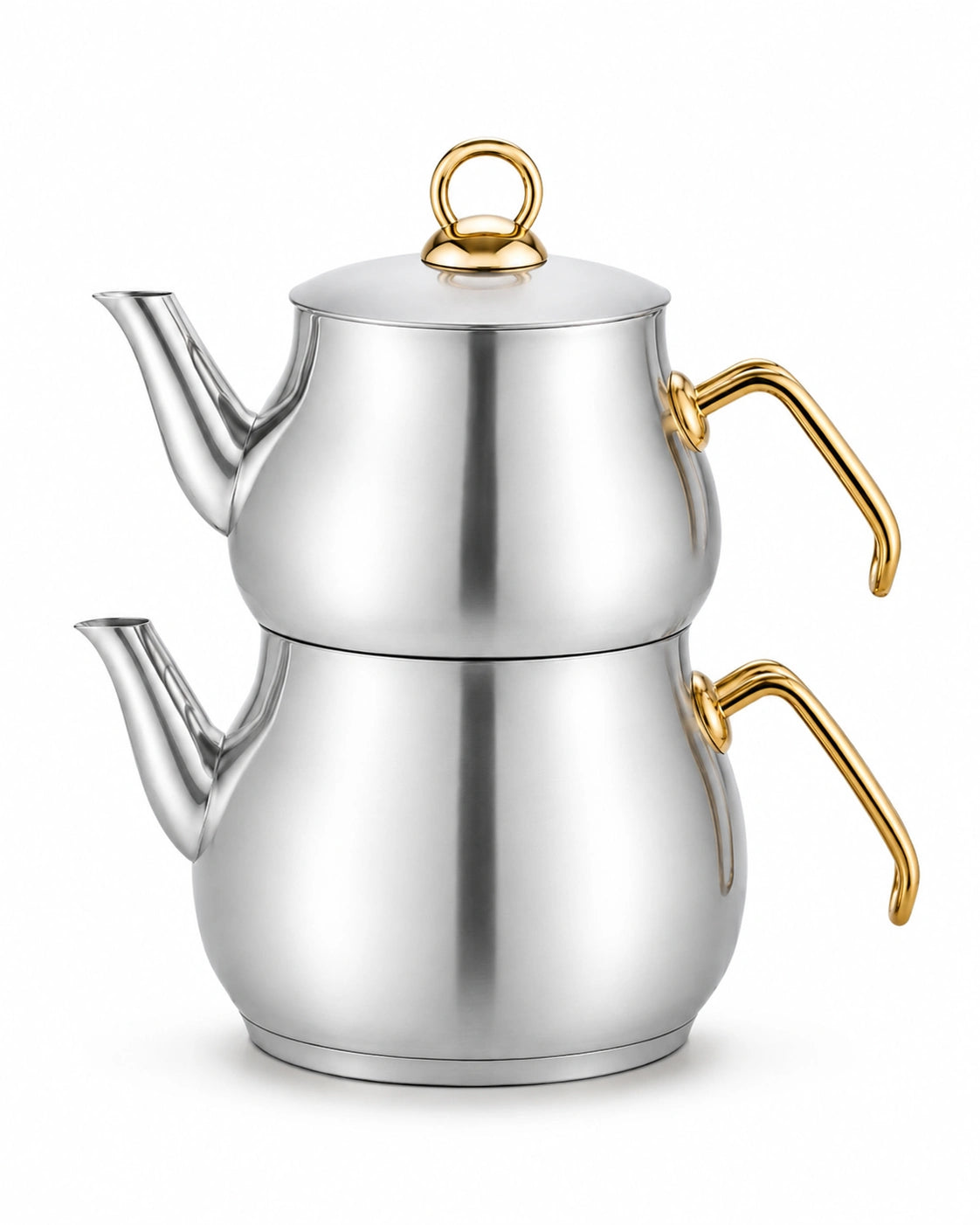 Ozlife Duru Plain Gold Stainless Steel Turkish Teapot Set – Medium & Family Sizes