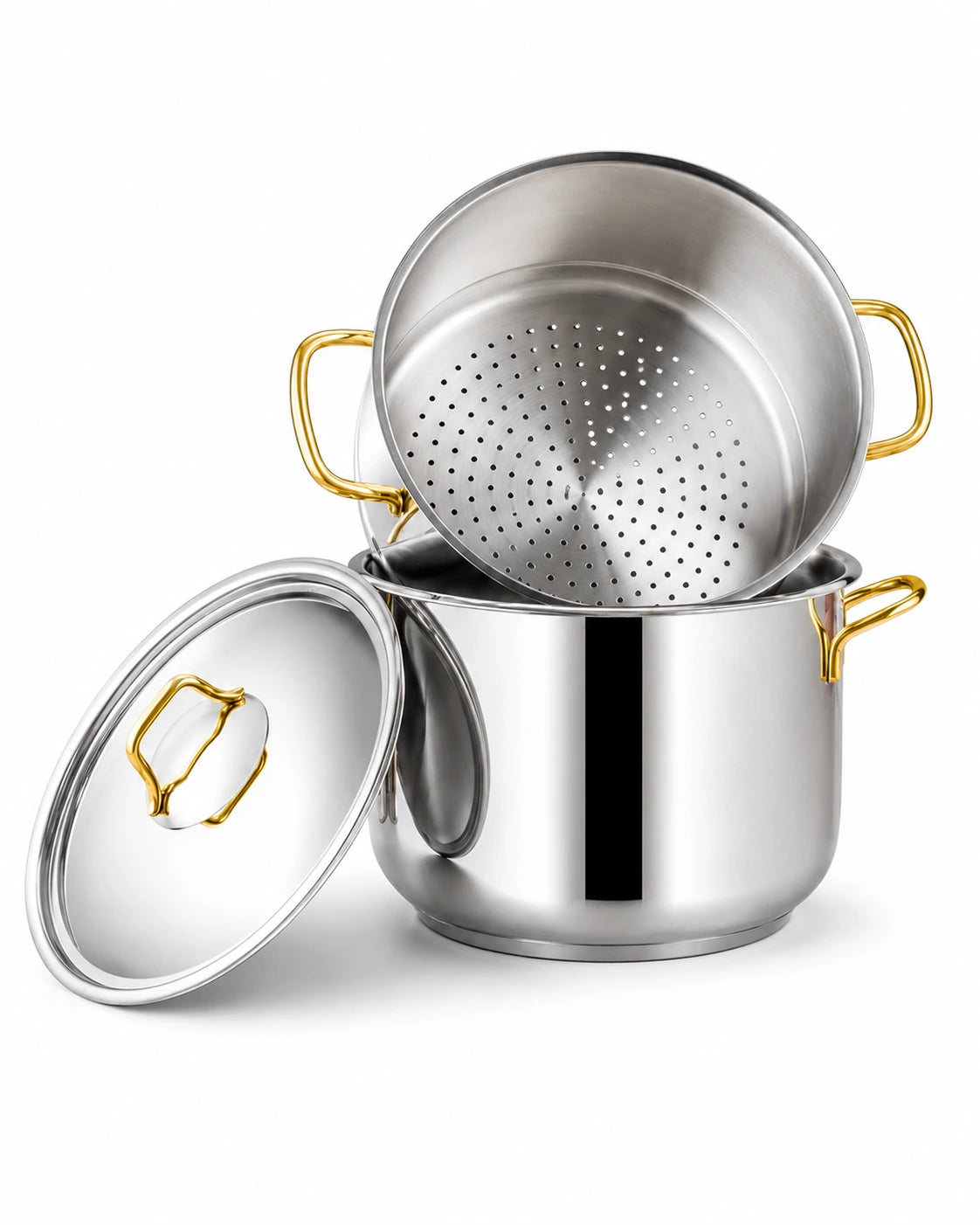 Özlife Ela 26 cm Stainless Steel Couscous Pot with Strainer