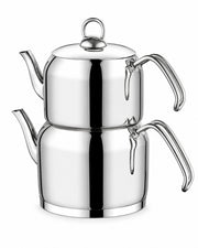Özlife Huma Plain Stainless Steel Teapot Set – Medium & Family Size