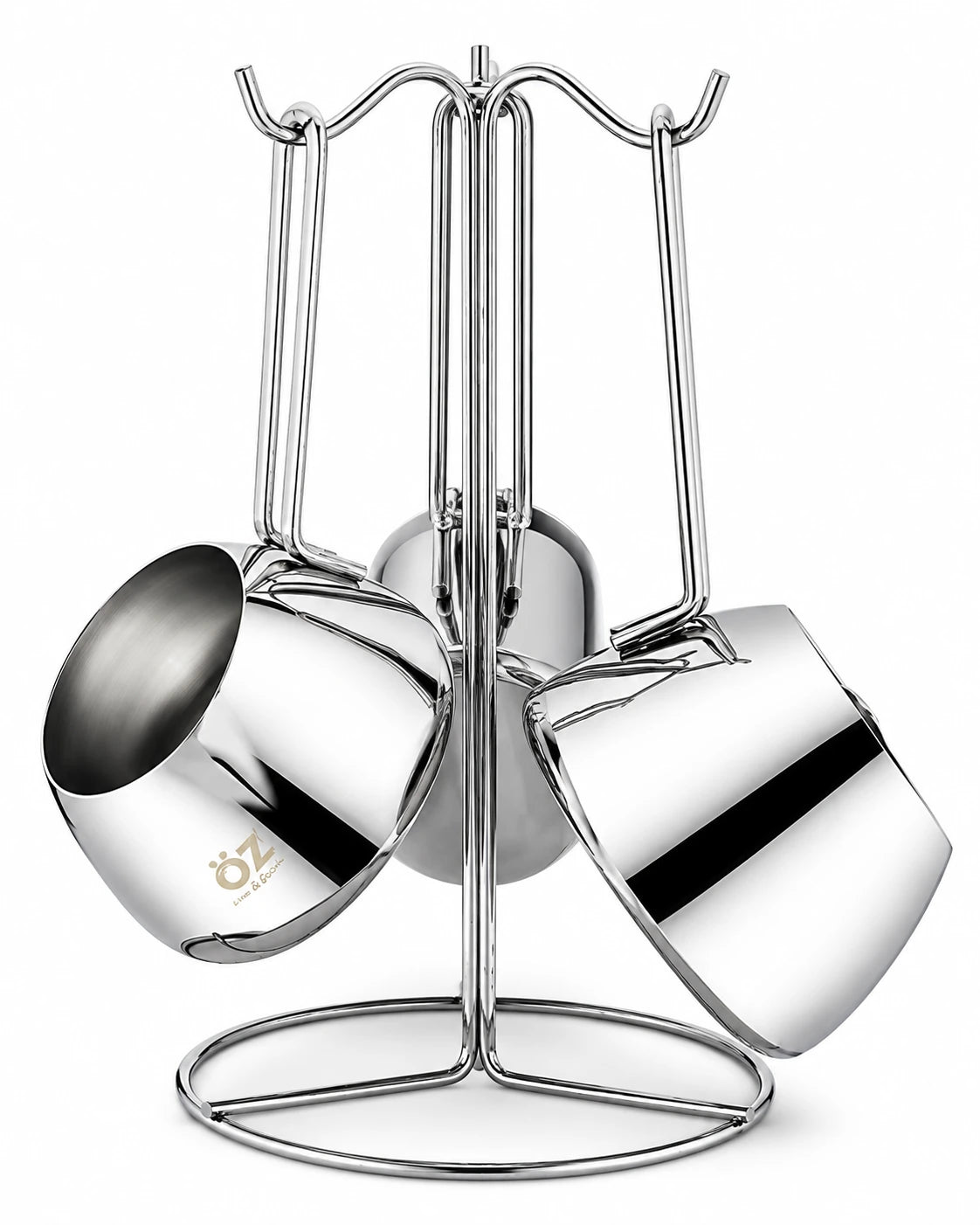 Özlife Huma Plain 3-Piece Stainless Steel Coffee Pot Set with Stand