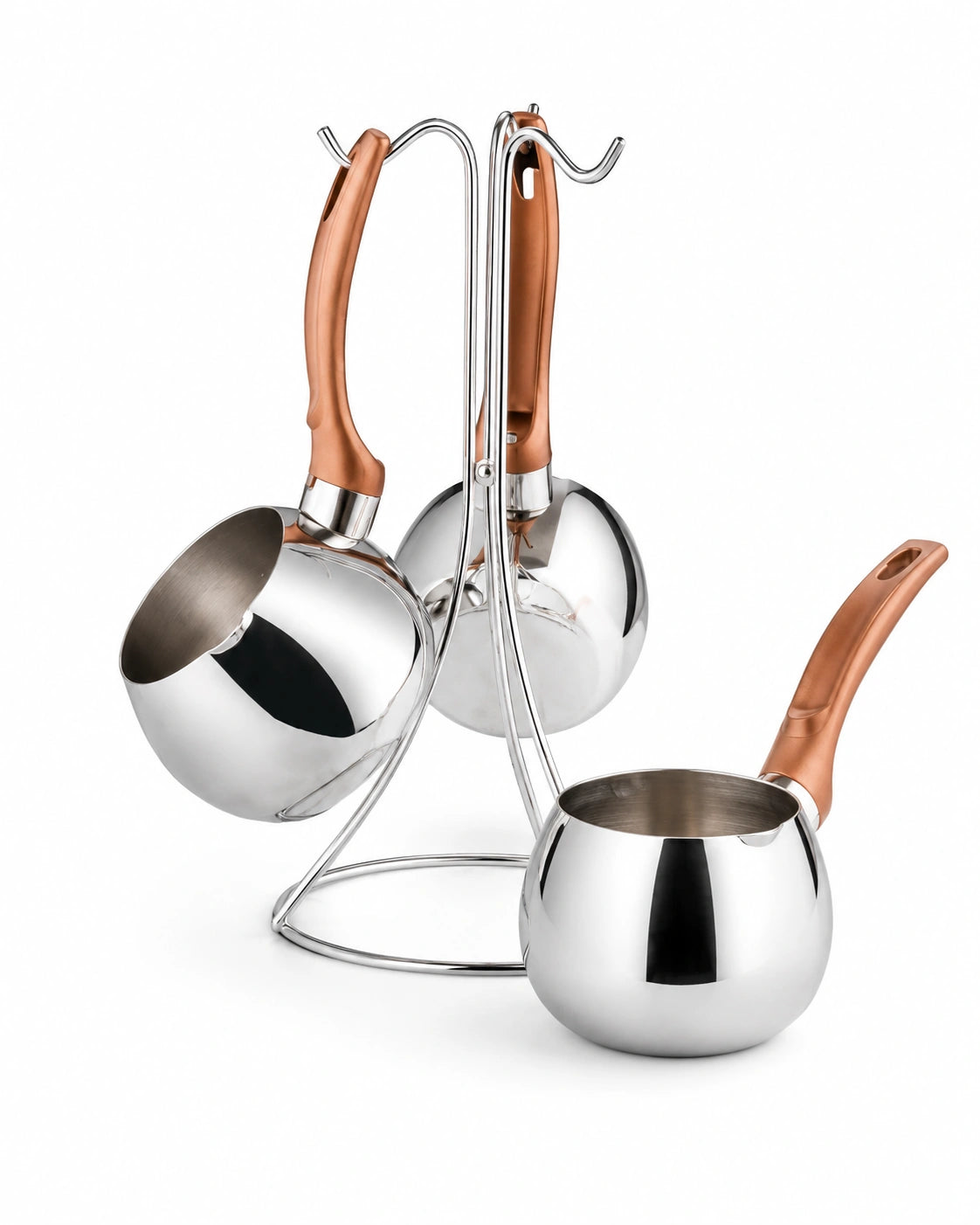 Özlife Lisa 4-Piece Stainless Steel Coffee Pot Set with Bakelite Handles
