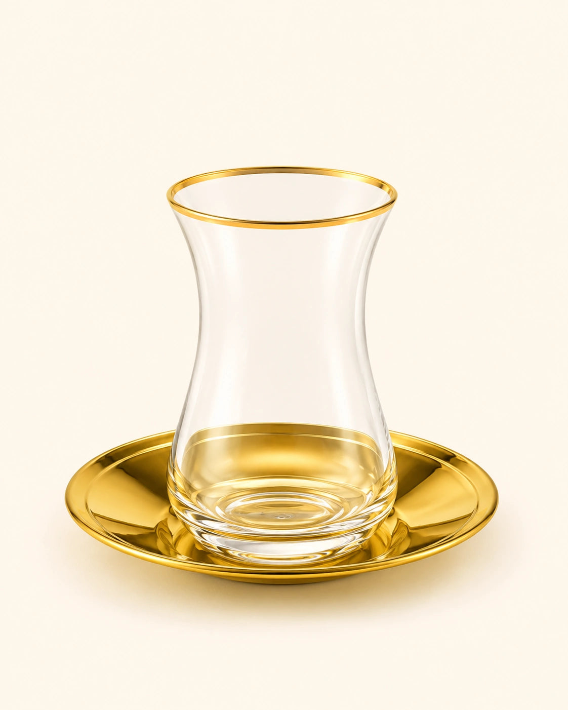 Ozlife Self Titanium Gold 12-Piece Turkish Tea Glass & Saucer Set
