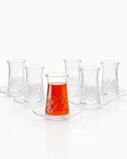 Pasabahce Timeless Tea Set with Saucer 12 Piece Set 160 cc