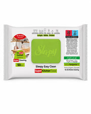 Sleepy Easy Clean Kitchen Cleaning Wipes – Natural Bergamot Oil, Fragrance-Free - 50 Wipes