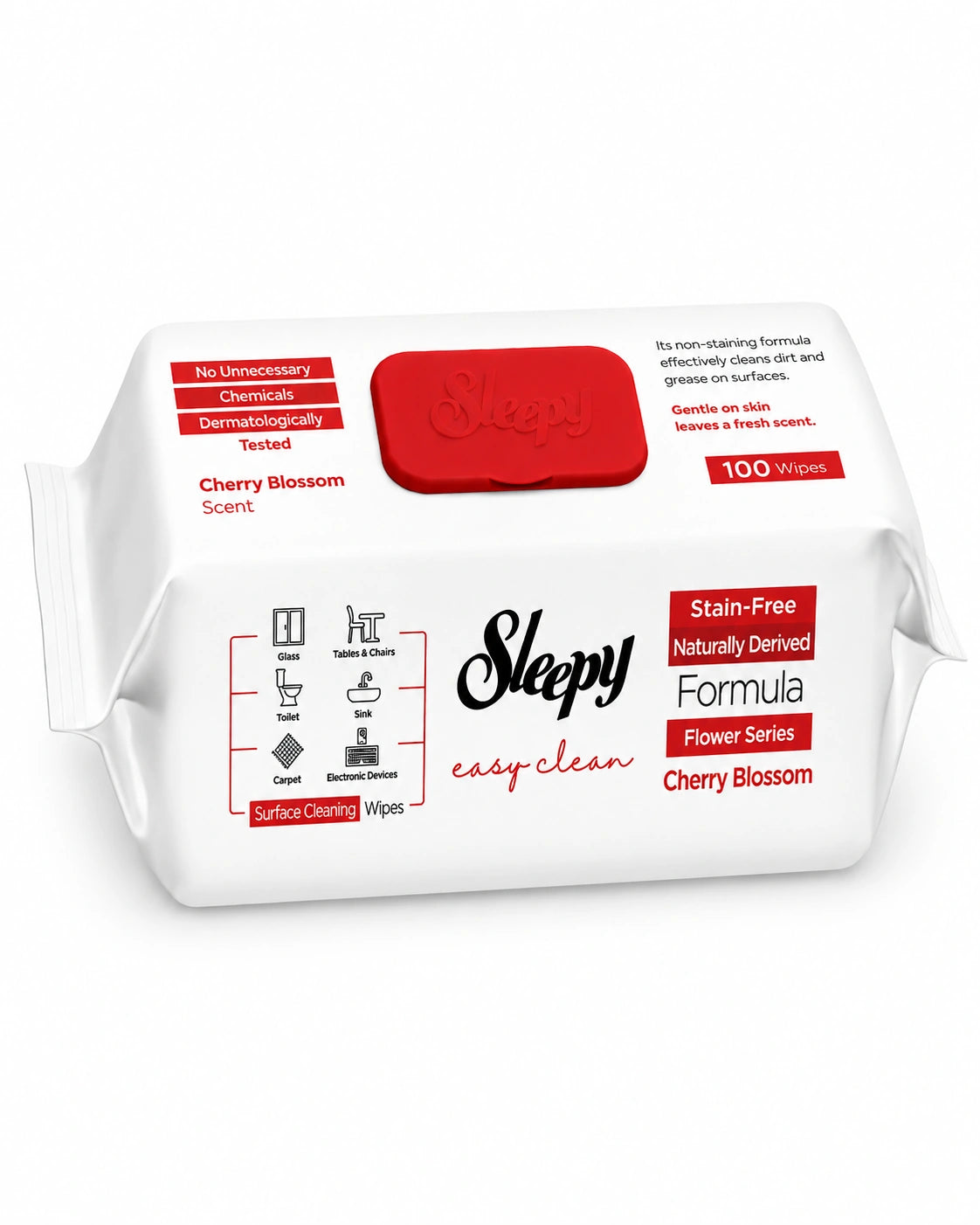 Sleepy Easy Clean Surface Cleaning Wipes – Cherry Blossom Scent - 100 Wipes