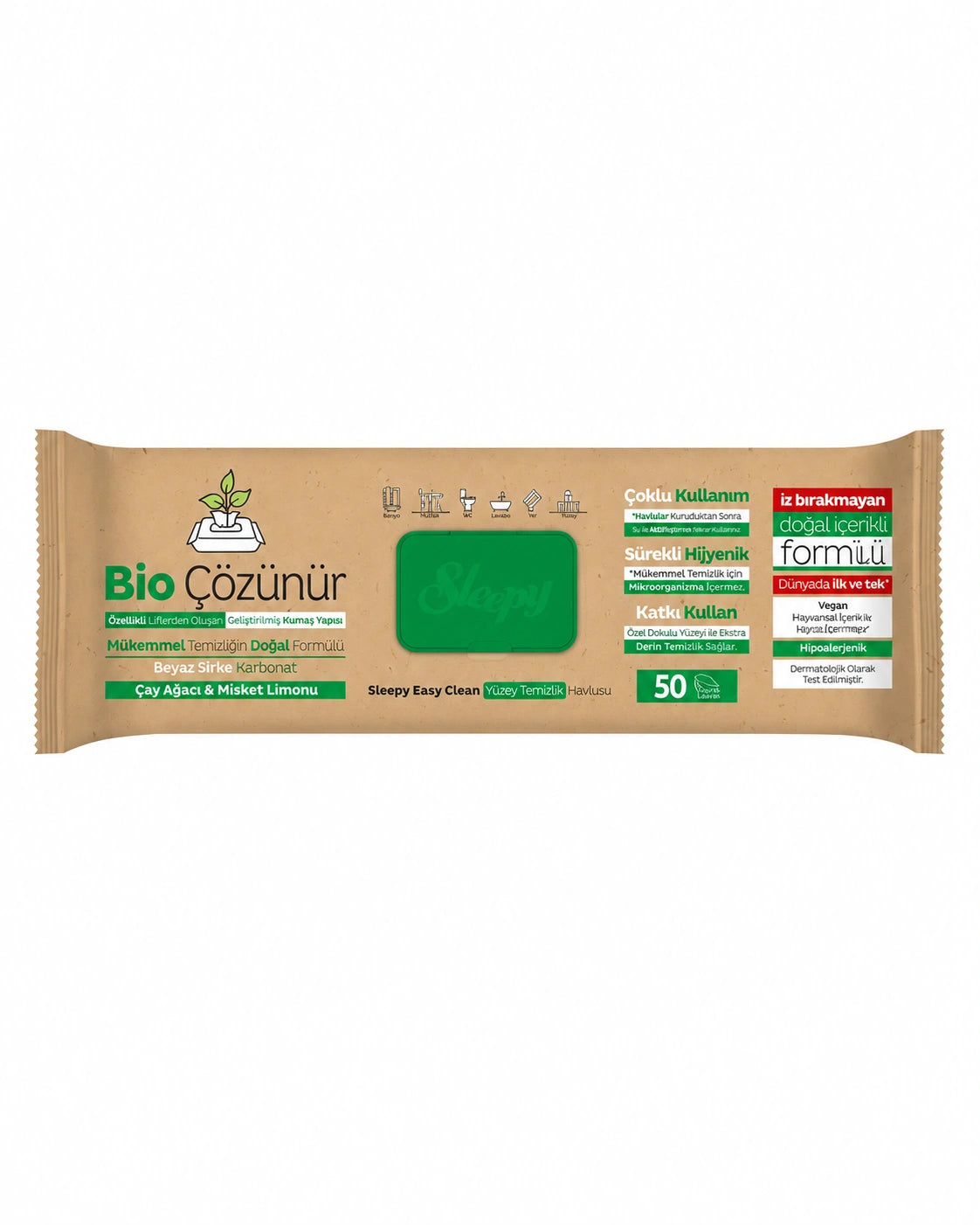 Sleepy Mop Multipurpose Surface Cleaning Wipes – Bio Dissolvable – Tea Tree & Lime – 50 Wipes