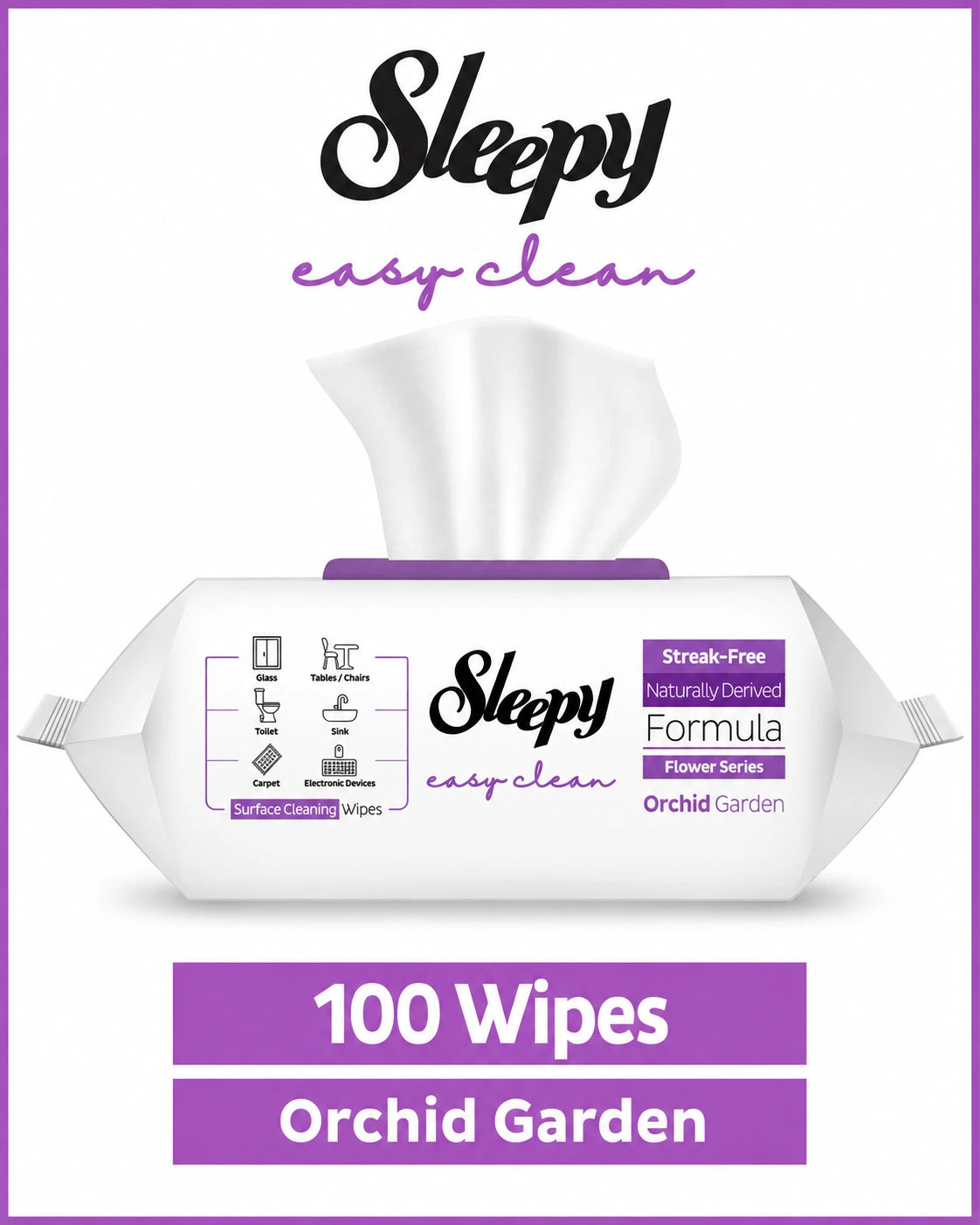 Sleepy Surface Cleaning Wipes – Orchid Garden – 100 Wipes