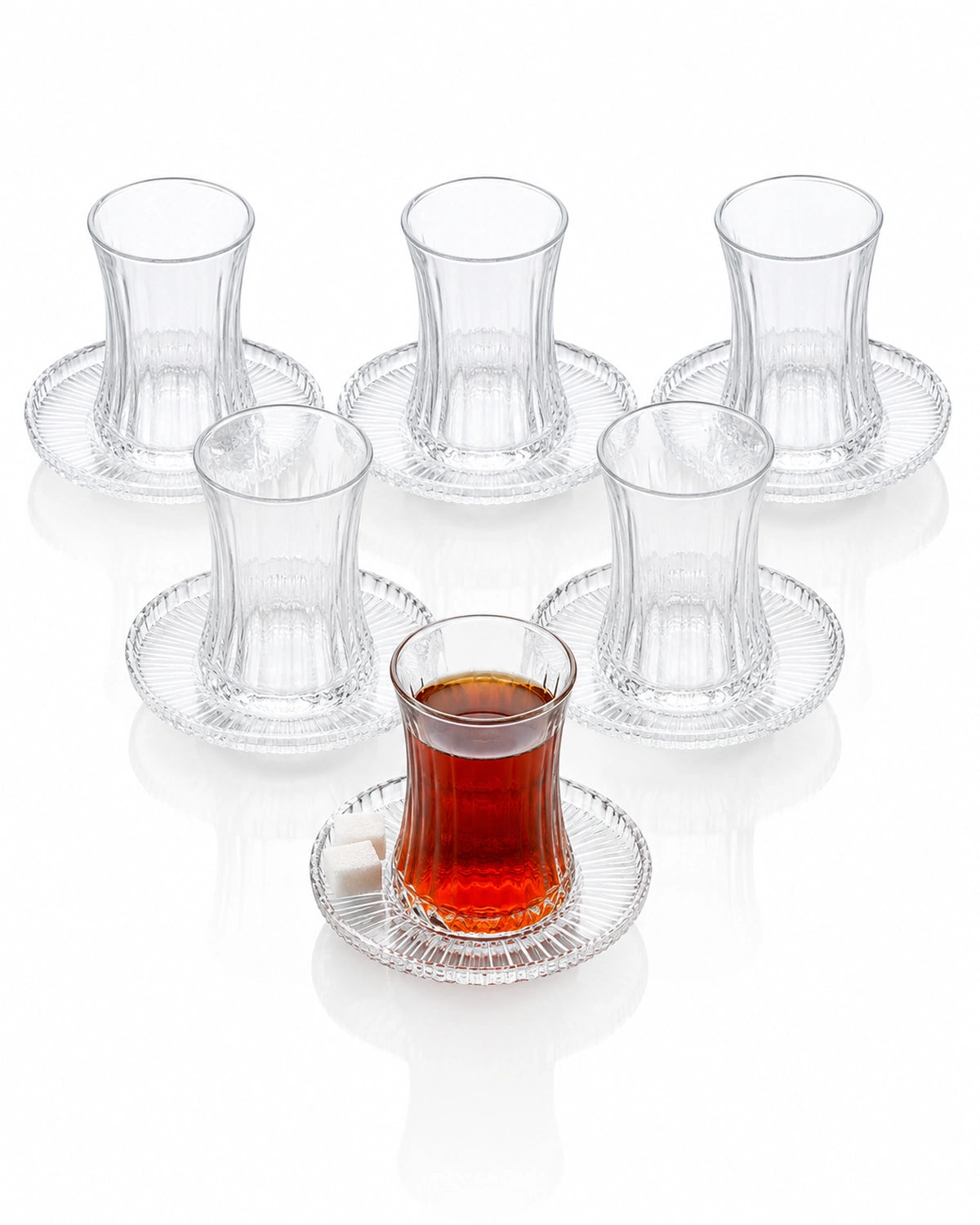Paşabahçe Elysia Turkish Tea Glass Set with Saucers – 12 Pieces