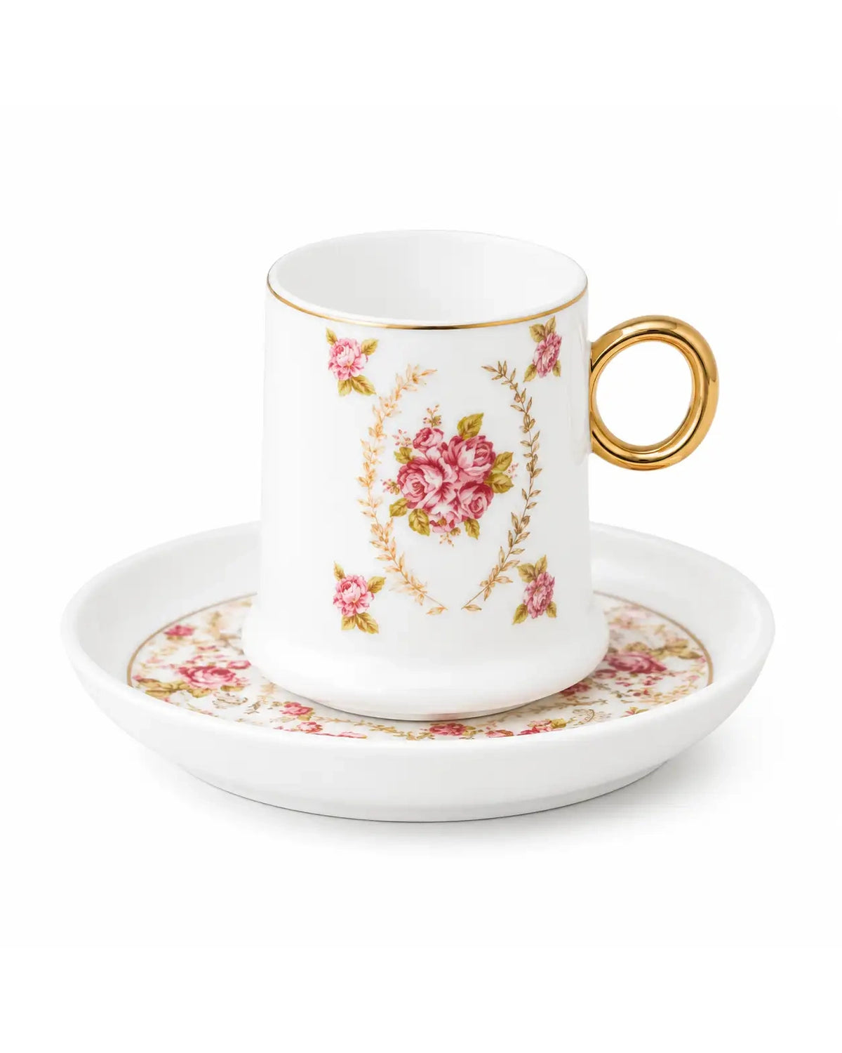 ACAR Terra Rosa 6 Person Turkish Coffee Cup and Saucer Set