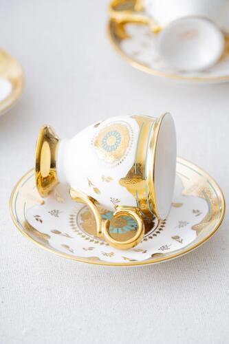 ACAR Zaira 6-Person Multicolor Porcelain Coffee Cup and Saucer Set (90 ml)