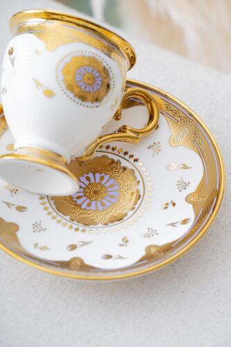 ACAR Zaira 6-Person Multicolor Porcelain Coffee Cup and Saucer Set (90 ml)